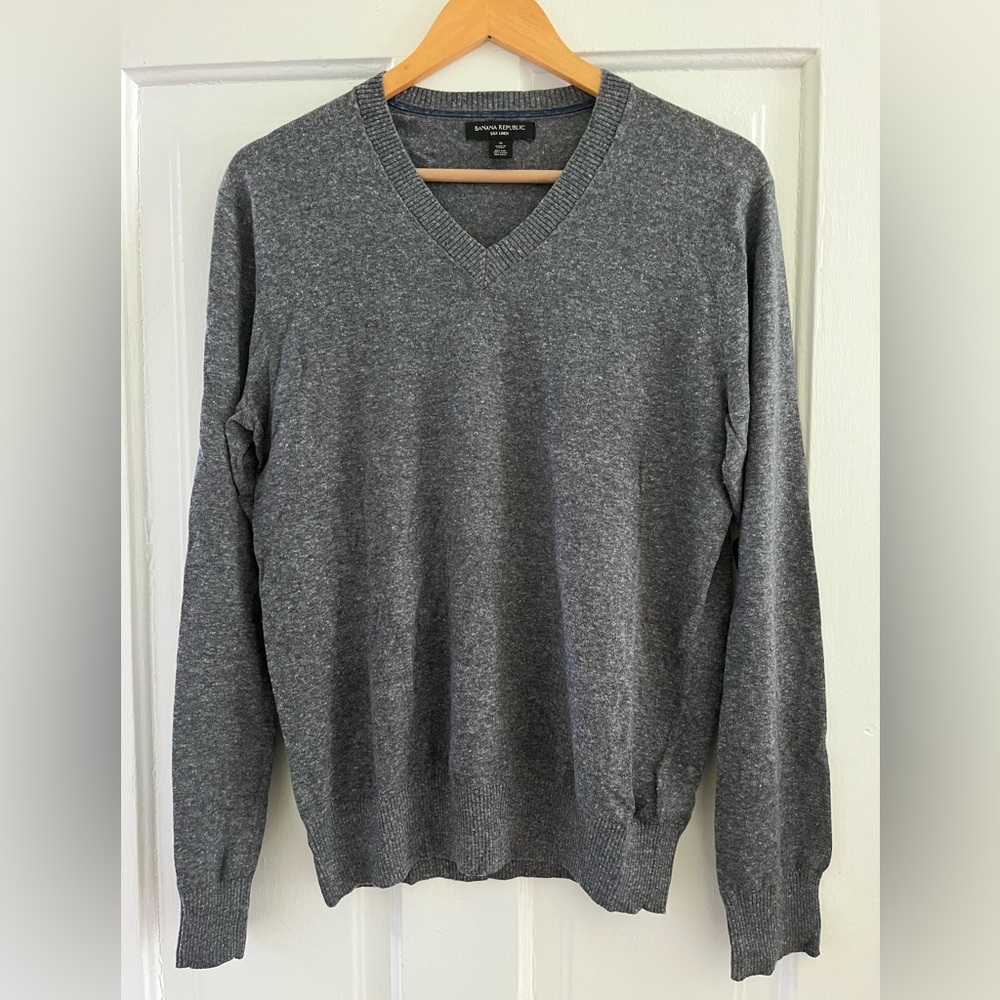 Banana Republic silk linen men’s sweater, gray size small
